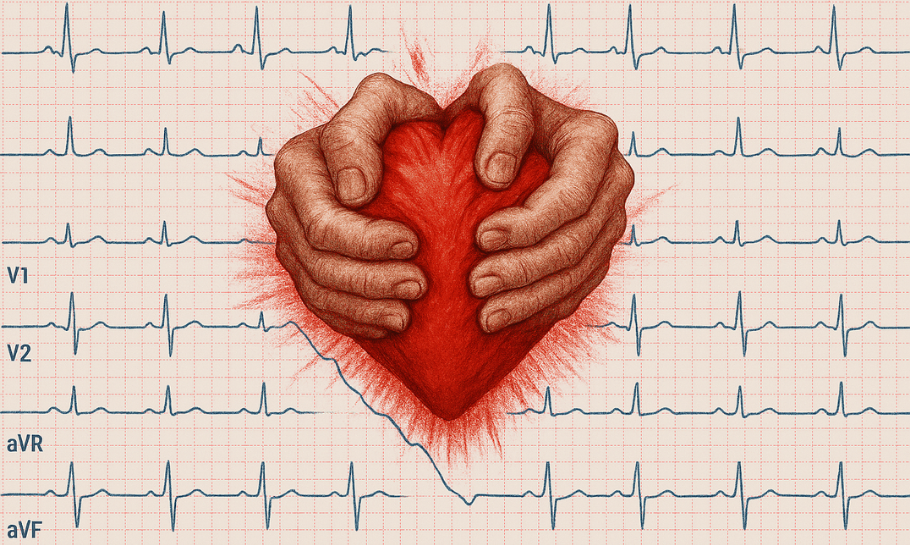 image of a heart with an echo print in the background