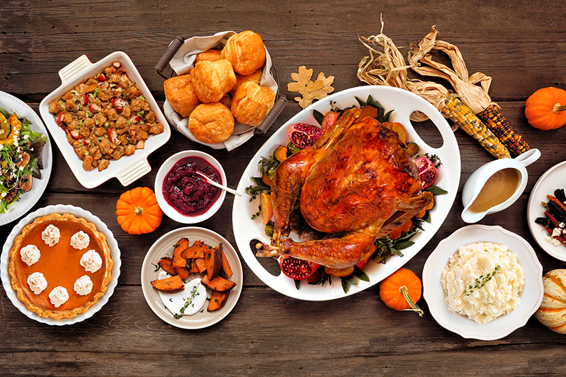 thanksgiving meal on a table